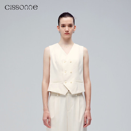 CISSONNE赛颂羊毛法兰绒马甲