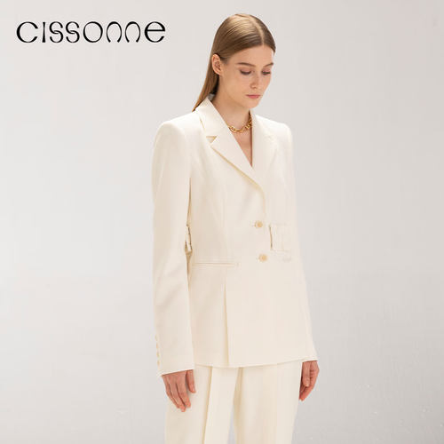 CISSONNE/赛颂绵羊毛白色西服