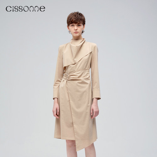 CISSONNE不规则下摆修身衬衫裙