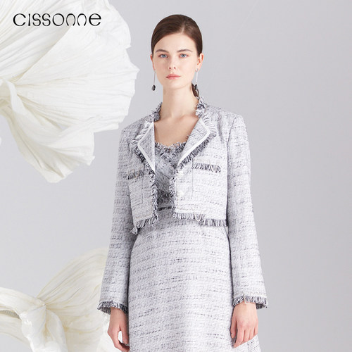 CISSONNE赛颂黑边提花香风外套