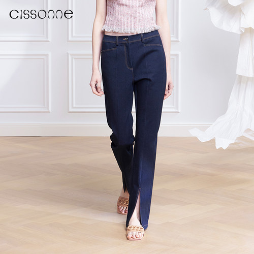 CISSONNE赛颂开叉休闲牛仔裤