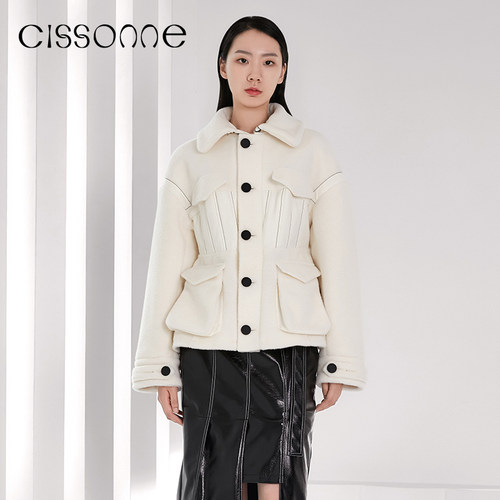 CISSONNE赛颂简约时尚羊毛呢外套