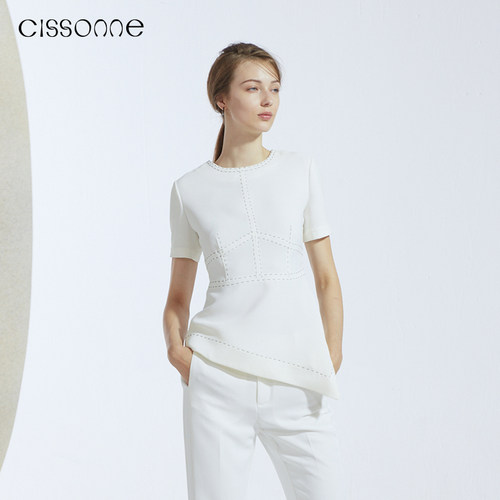 CISSONNE赛颂仿醋酸设计礼服上衣