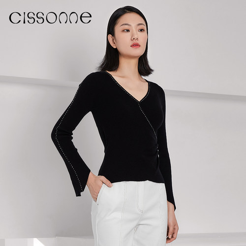 CISSONNE赛颂棉质心型领上衣