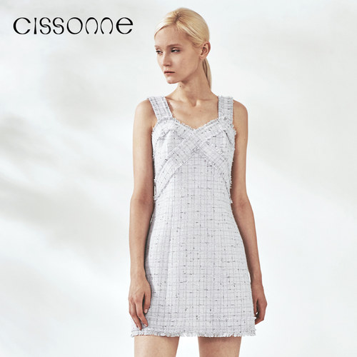CISSONNE法式千金风粗花呢连衣裙