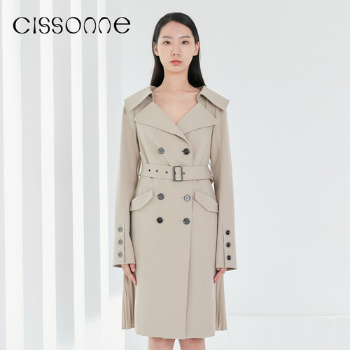 CISSONNE赛颂通勤百褶西装连衣裙