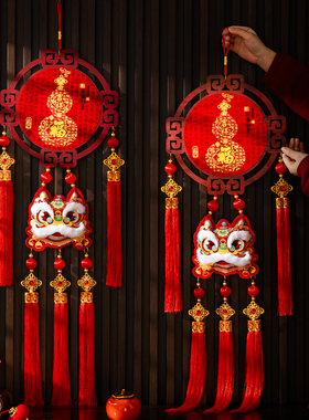 马年百福木挂件新年福字中国结