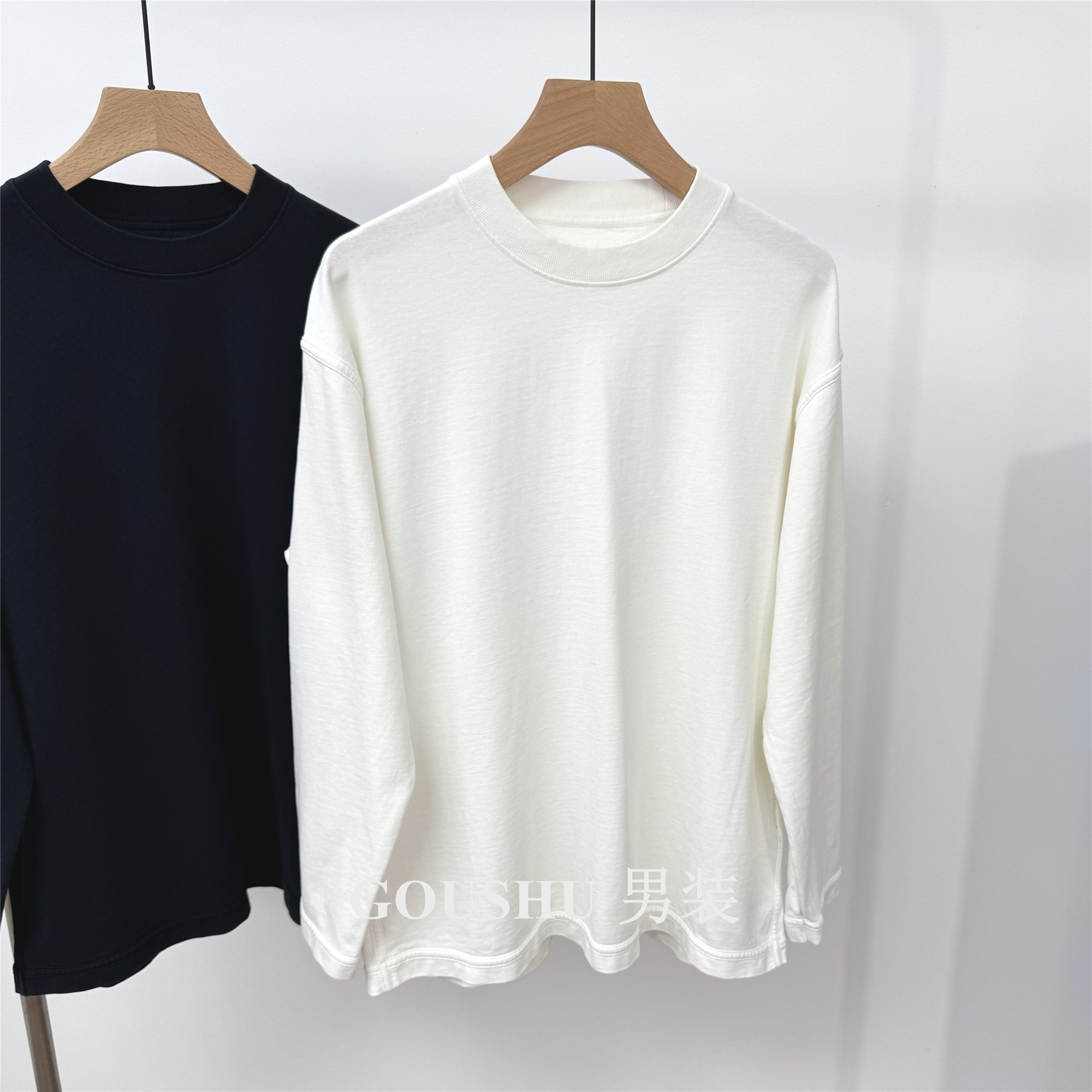 纯棉针织重磅长袖T恤男士打底衫