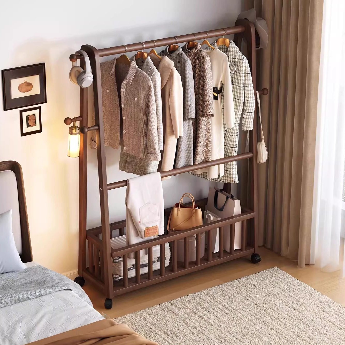 全实木可移动衣帽架国家补贴