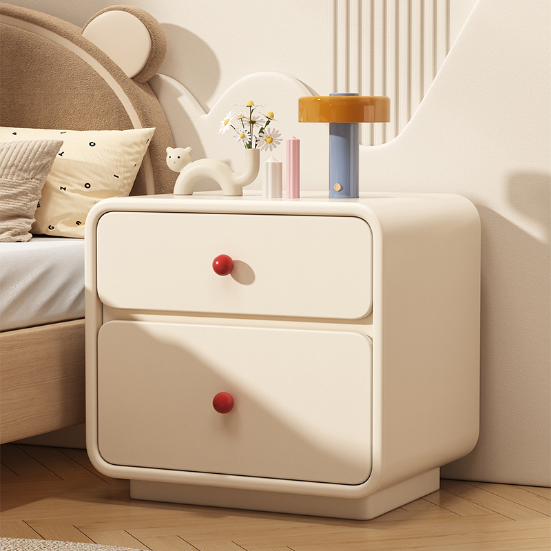 实木床头柜奶油风2024新款简约现代家用卧室置物柜小型儿童床边柜