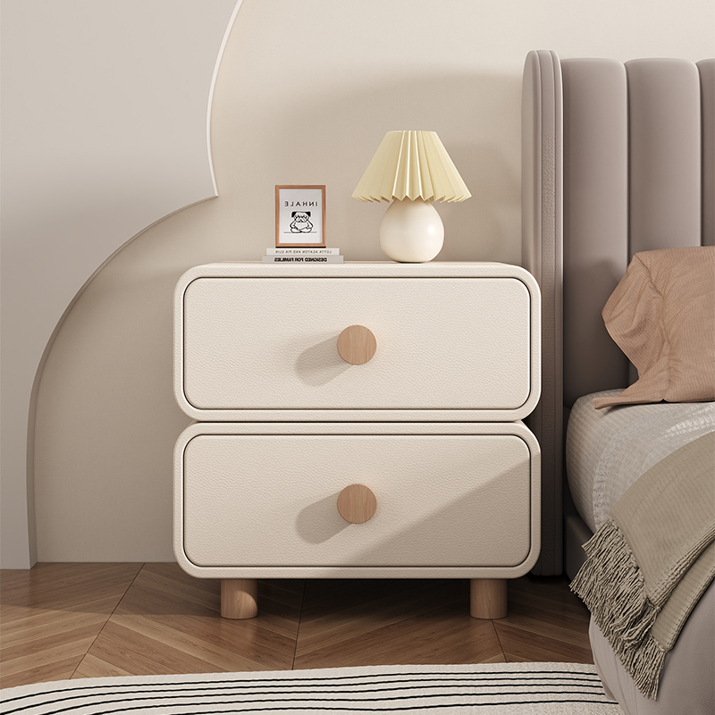奶油风床头柜实木小柜子现代简约家用卧室小型床边储物收纳柜