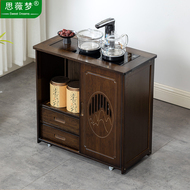 Bàn trà di động, xe đẩy trà, tủ trà gia đình, bàn trà nhỏ bằng gỗ nguyên khối, bàn cà phê, bộ trà kung fu, ấm đun nước, chân đế liền khối bàn trà gỗ mini