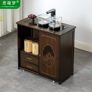 Bàn trà di động, xe đẩy trà, tủ trà gia đình, bàn trà nhỏ bằng gỗ nguyên khối, bàn cà phê, bộ trà kung fu, ấm đun nước, chân đế liền khối bàn trà gỗ mini