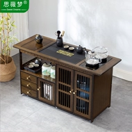 Di động bàn trà bàn trà nhà gỗ chắc chắn trà xe đẩy phòng khách bàn cà phê sofa bên tủ bộ ấm trà khay ấm đun nước tích hợp bàn trà sắt