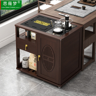 Bàn trà nhỏ di động, bàn trà gia đình, xe trà gỗ nguyên khối, ấm đun nước, tủ trà tích hợp, bàn trà phụ, bàn khay trà Kung Fu bàn trà đạo