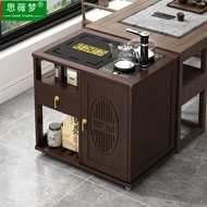 Bàn trà nhỏ di động, bàn trà gia đình, xe trà gỗ nguyên khối, ấm đun nước, tủ trà tích hợp, bàn trà phụ, bàn khay trà Kung Fu bàn trà đạo