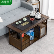 Di động bàn trà bàn trà nhà gỗ chắc chắn trà xe đẩy phòng khách bàn cà phê sofa bên tủ bộ ấm trà khay ấm đun nước tích hợp bàn ghế uống trà