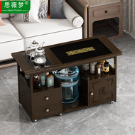 Trung Quốc Mới Phong Cách Di Động Bàn Trà Hộ Gia Đình Nhỏ Bàn Trà Phòng Khách Gỗ Chắc Chắn Trà Ban Công Bàn Trà Ấm Siêu Tốc tích Hợp Tủ Trà bàn trà chữ nhật