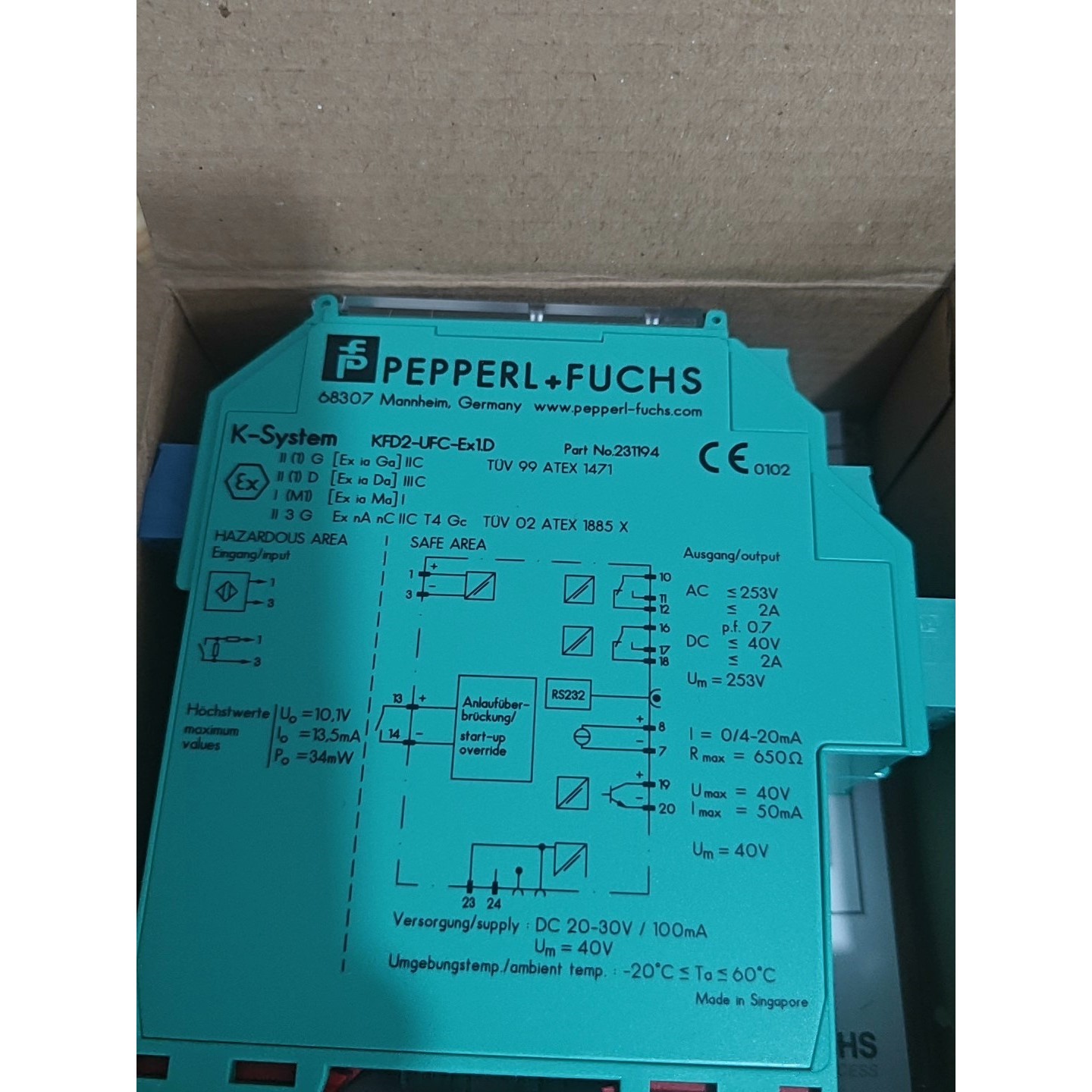 倍加福安全栅KFD2-UFC-EX1.D,全新原装,型号23议价产品