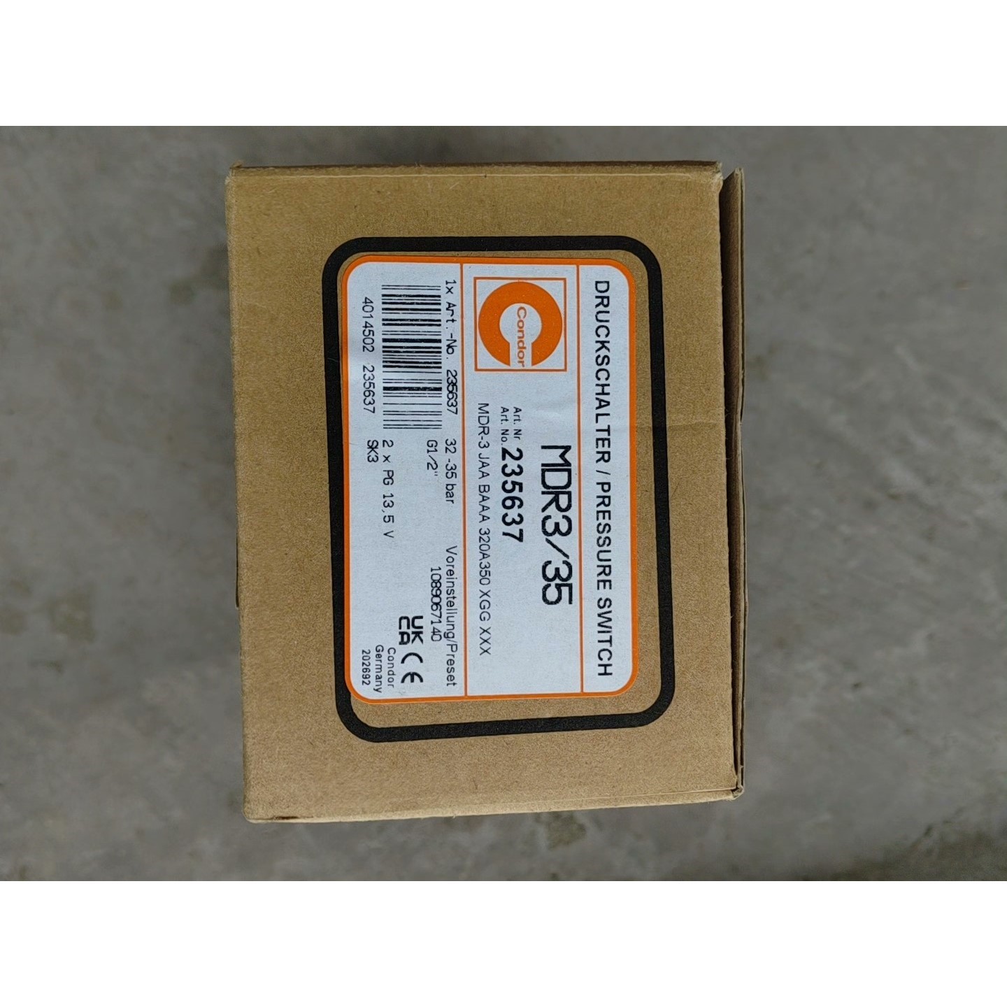 德国CONDOR MDR3  AC3空压机压力开关,全新库存议价产品