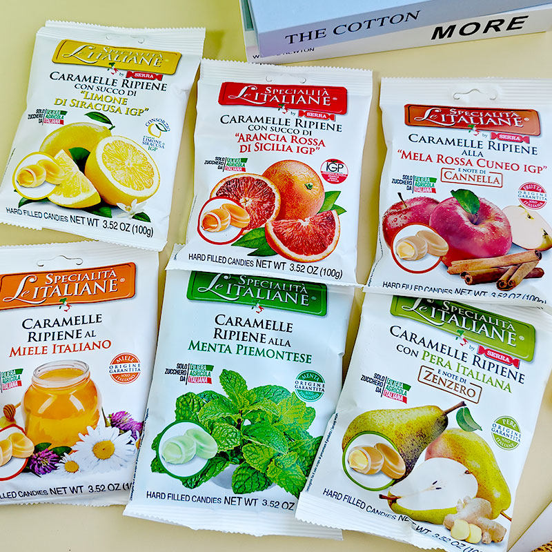 意大利SERRA莎华血橙薄荷糖水果糖夹心0脂0添加无麸质儿童糖果