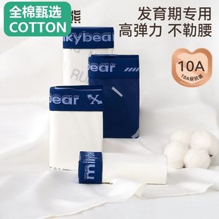 全棉母婴纯棉男童内裤儿童平角裤青少年发育期A类棉四角裤中大童