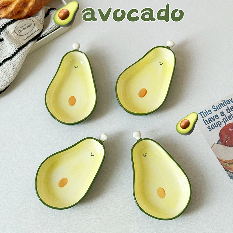 牛油果造型碟子 高温釉下彩 可微波炉烤箱