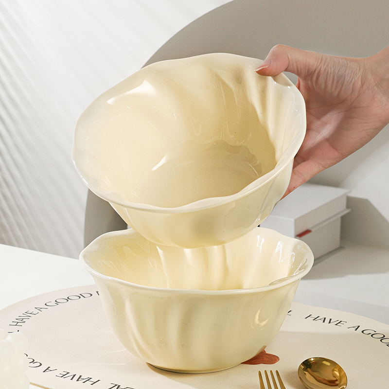 维马仕陶瓷奶油风汤碗高温釉下彩