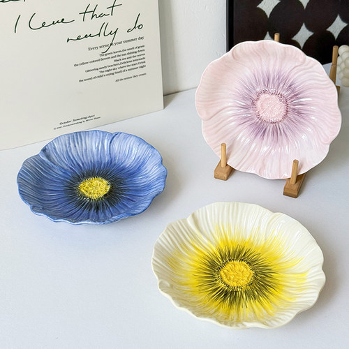 漂亮盘子陶瓷釉下彩好看菜盘家用2025新款餐盘创意餐具in风碟子