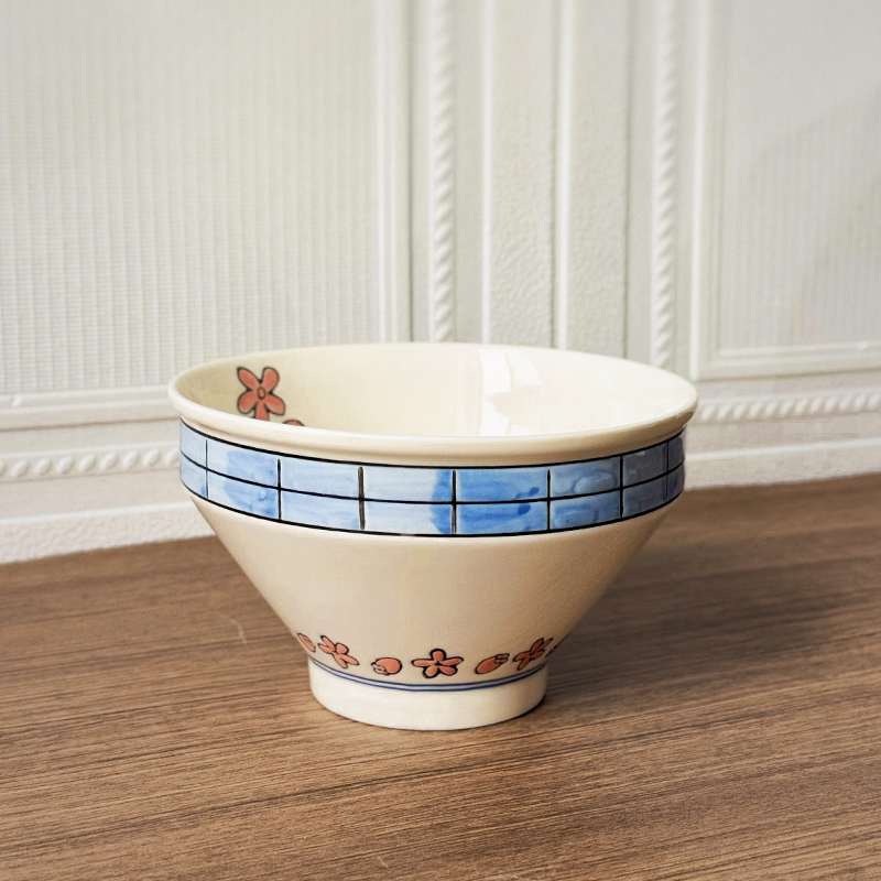 漂亮餐具汤面碗陶瓷碗具高脚面条碗斗笠碗螺蛳粉碗日式拉面碗家用