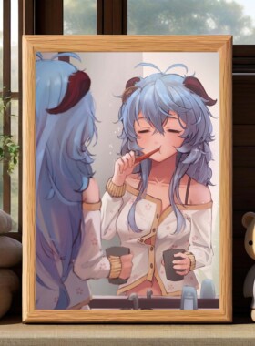 原神少女二次元甘雨同人相框画框来图定制送朋友礼物装饰空月之歌