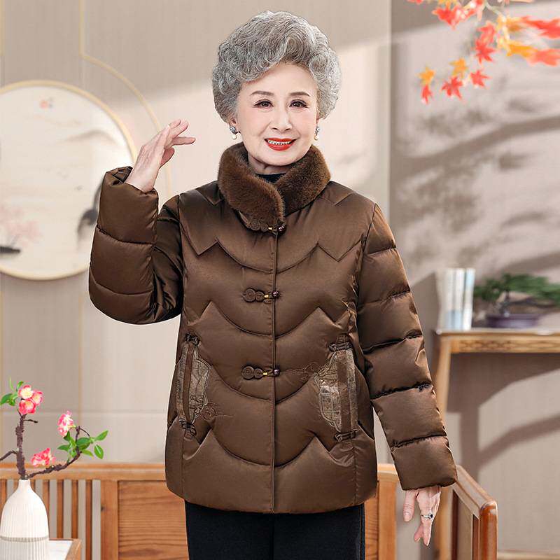 高档品牌老年人棉袄女奶奶冬装棉服妈妈宽松棉衣加厚老人太太外套