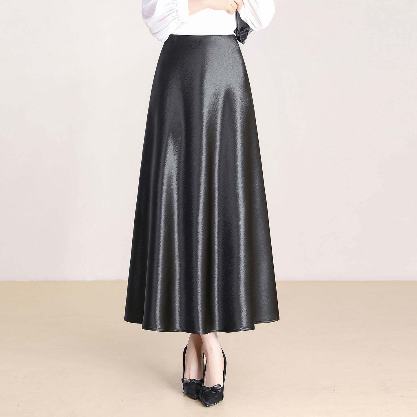 高档品牌醋酸缎面鱼尾裙半身裙女2026春夏高腰垂感a字遮胯包臀中