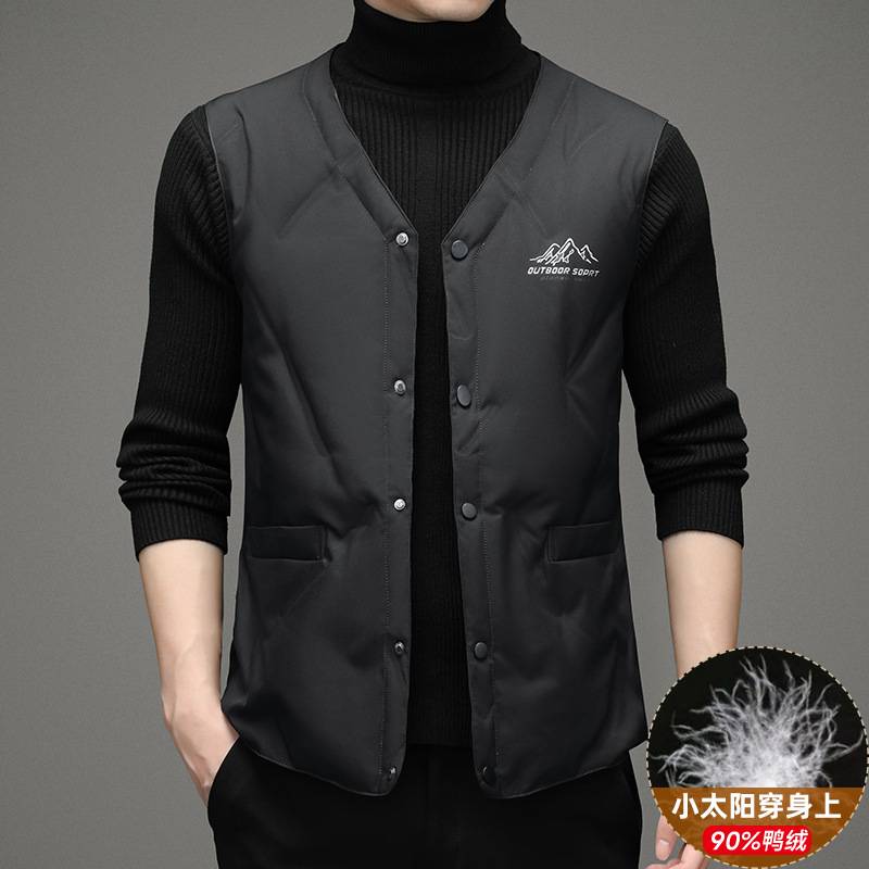 高档品牌2025冬季新款羽绒马甲男青年休闲立领90鸭绒男保暖男士羽