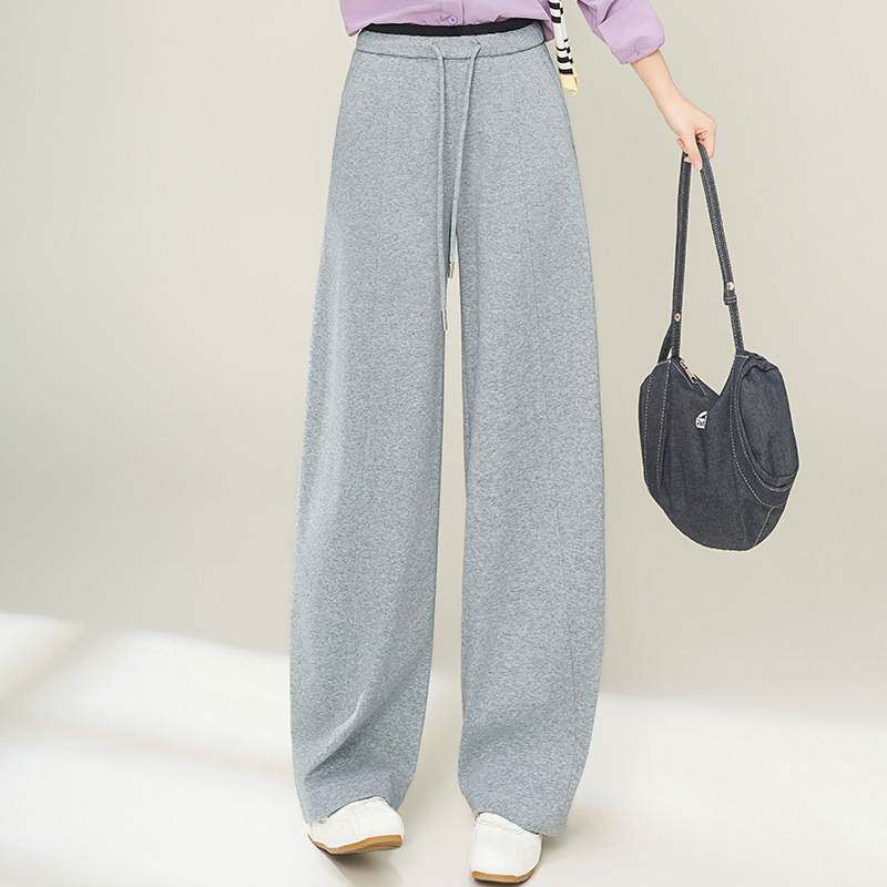 高档品牌时尚高腰弯刀裤阔腿裤春季新款2026宽松显瘦休闲裤女裤气