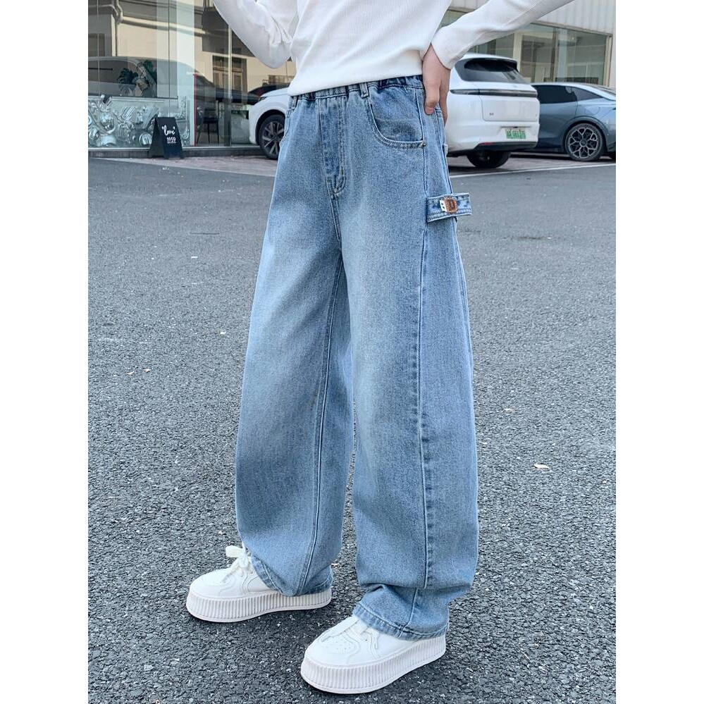 高档品牌女童牛仔裤春款2026新款中大童春装洋气阔腿裤儿童时髦宽