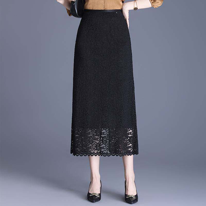 高档品牌气质黑色蕾丝半身裙女2026春夏季新款高腰包臀裙中长款显