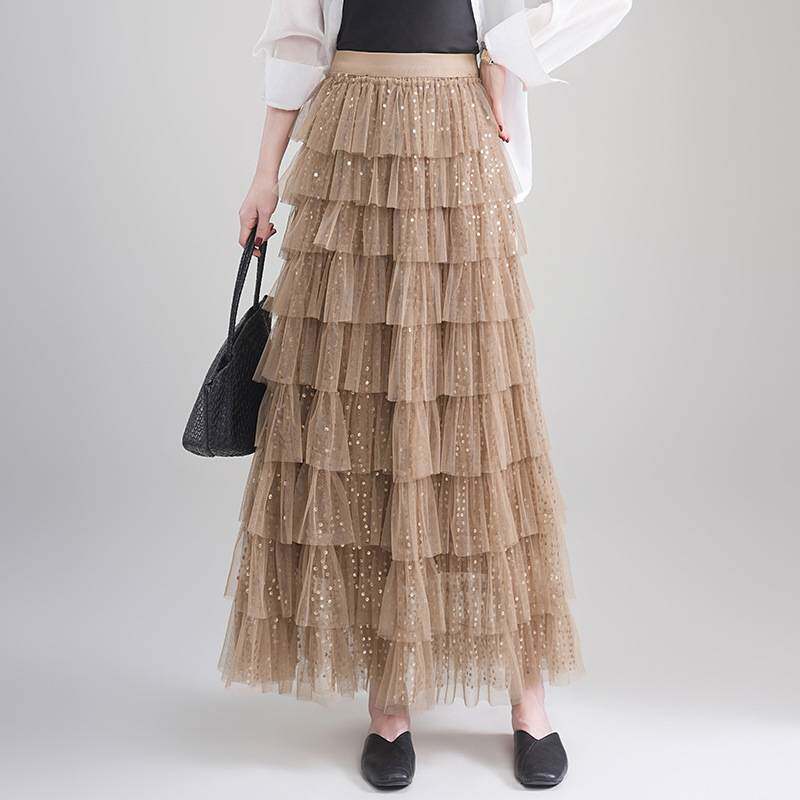 高档品牌蛋糕裙网纱半身裙女2026春夏季新款层层纱裙高腰蓬蓬裙百