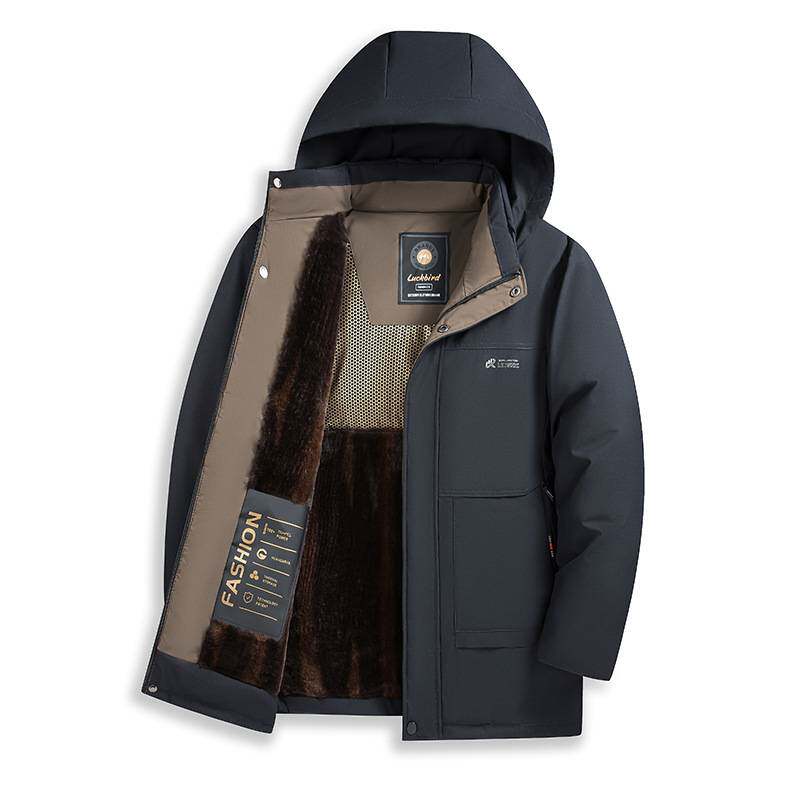 高档品牌出口石墨烯加绒棉服男士冬季商务休闲加厚保暖棉衣爸爸冬