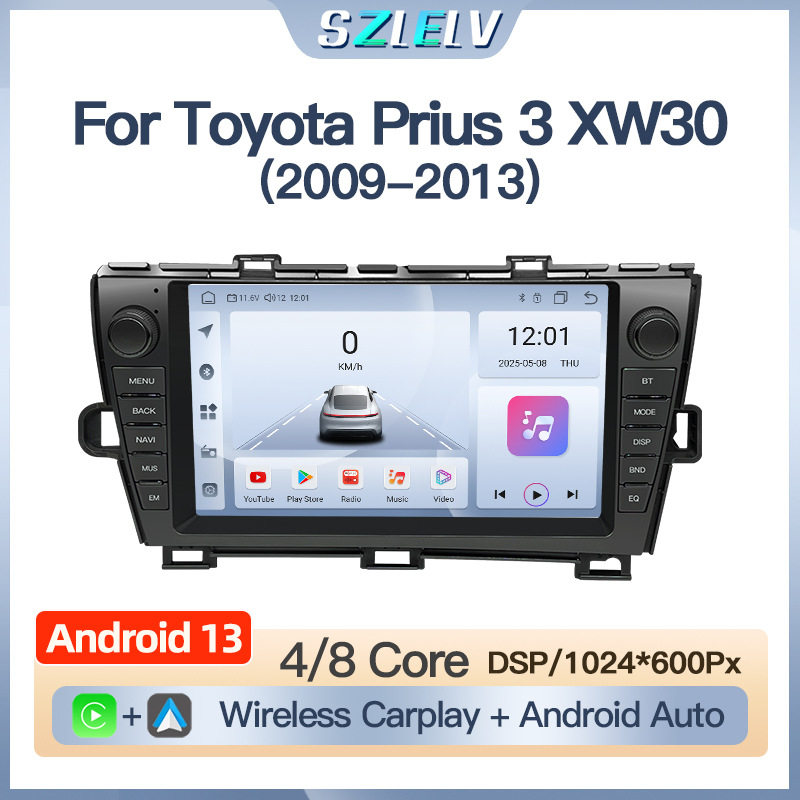适用丰田普锐斯 Prius 3 XW30中控屏导航收音机倒车影像car play