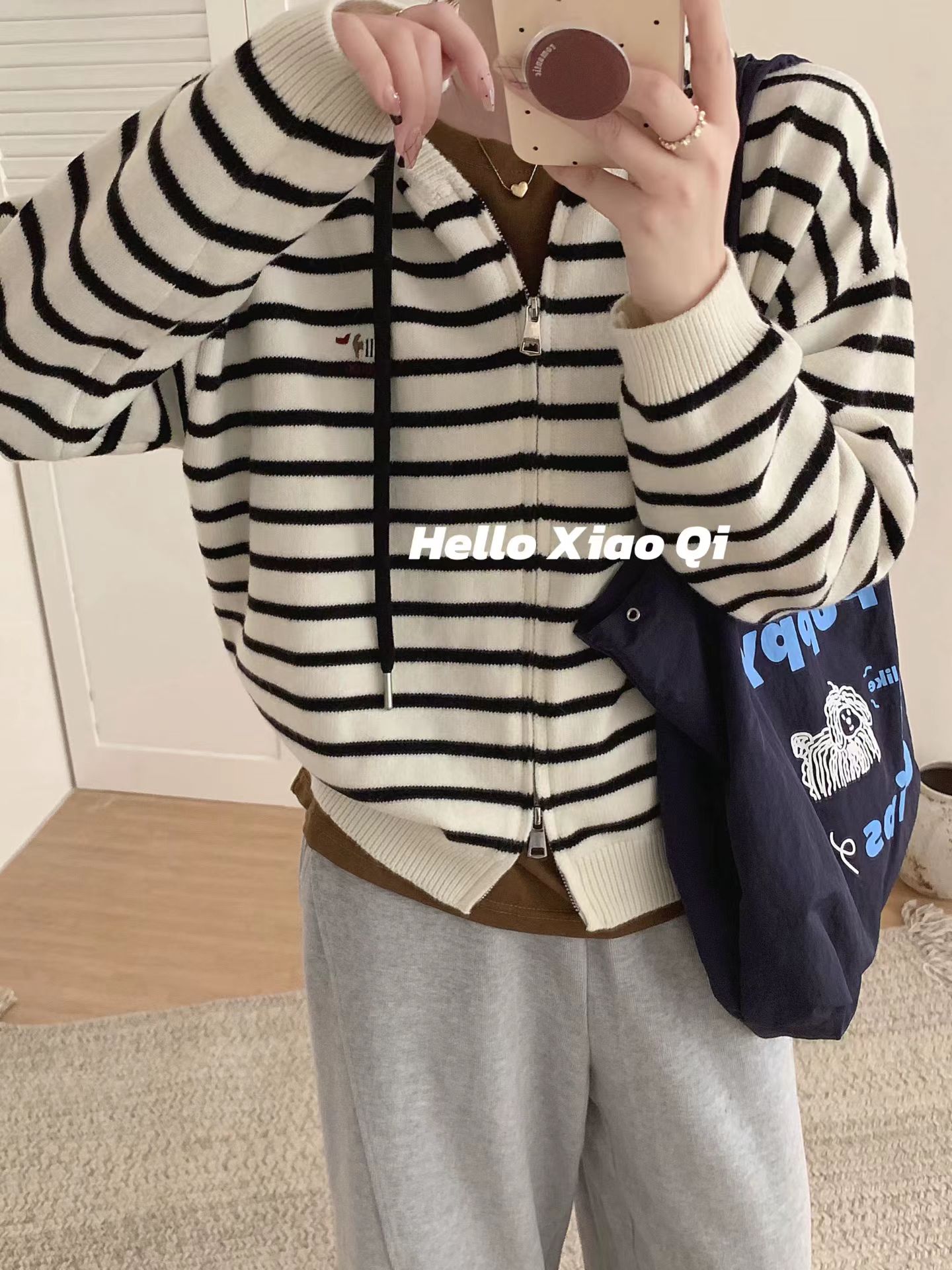 2025春季新款韩版宽松显瘦百搭连帽针织开衫女毛衣外套上衣