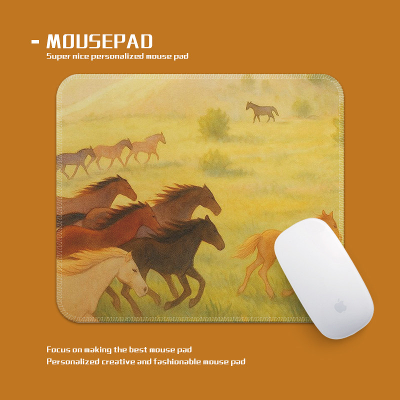 万马奔腾祝新年鼠标垫小号锁边办公桌垫学生宿舍便携软垫防滑加厚