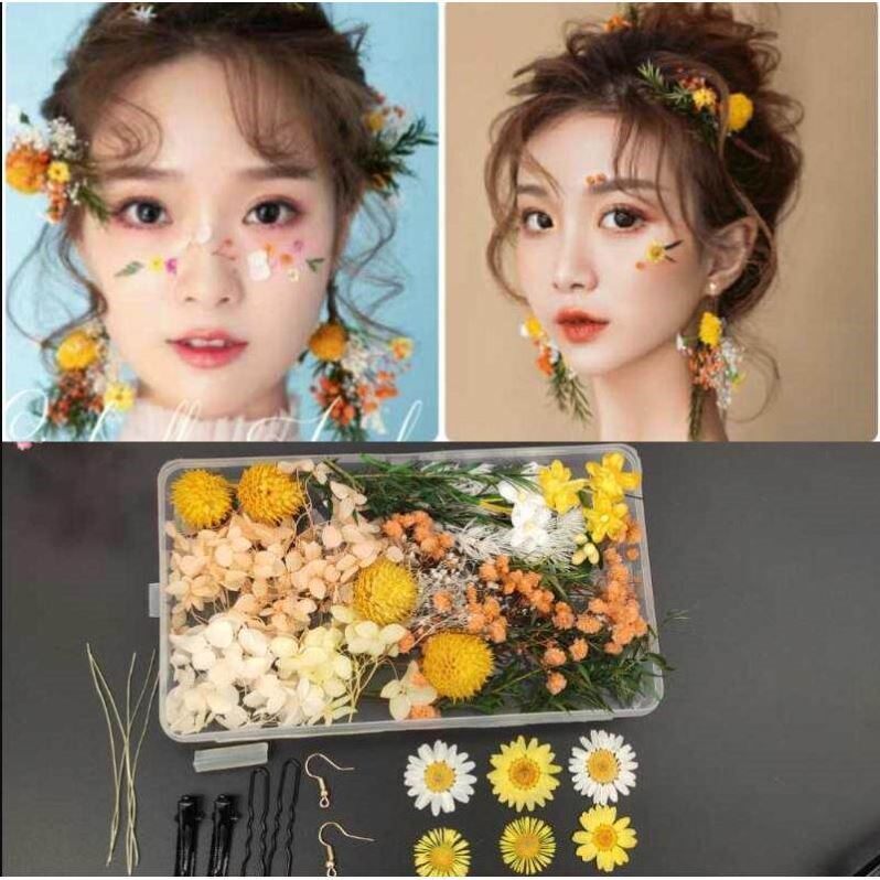 新娘脸上妆容贴花写真干花贴脸花瓣妆网红古风化妆贴纸脸部脸贴正