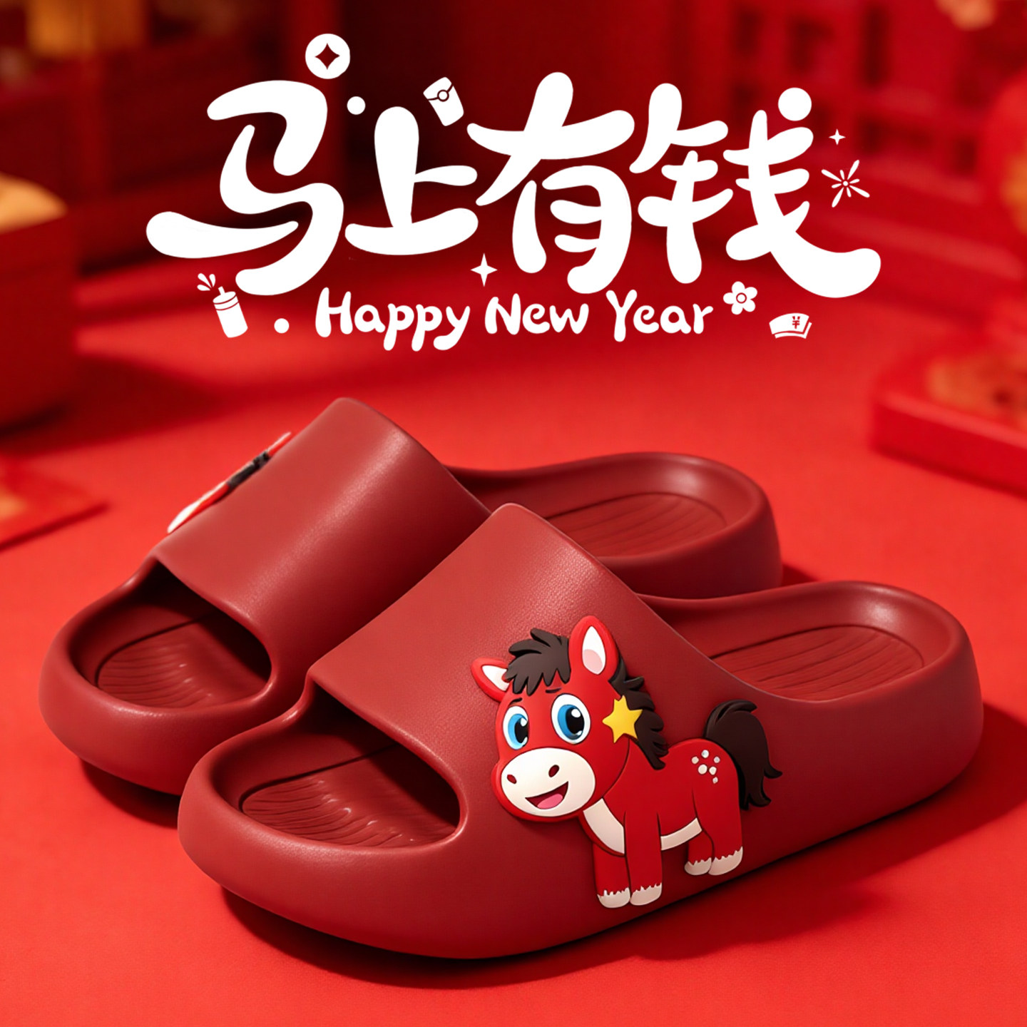 网红哭哭马拖鞋女士2026新款本命年厚底踩屎感防滑静音亲子凉拖男,居家布艺,居家凉拖/凉鞋,淘宝优惠券,粉丝福利购,淘宝优惠卷