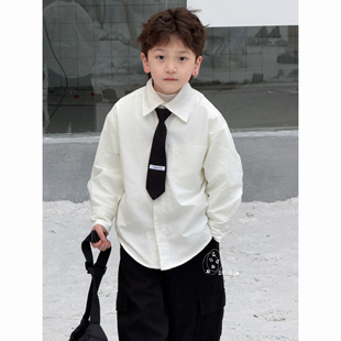 带领带男女童 冬时髦韩爱豆学院风加绒白衬衫 卤蛋童装 ·复刻经典