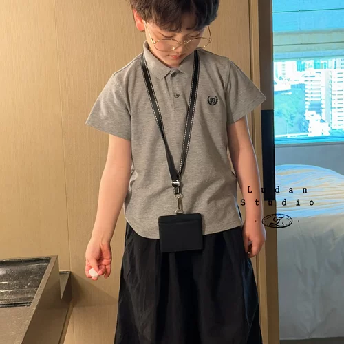 【夏】卤蛋童装.塞那假日/夏季经典灰色版正短袖polo休闲裤男女童