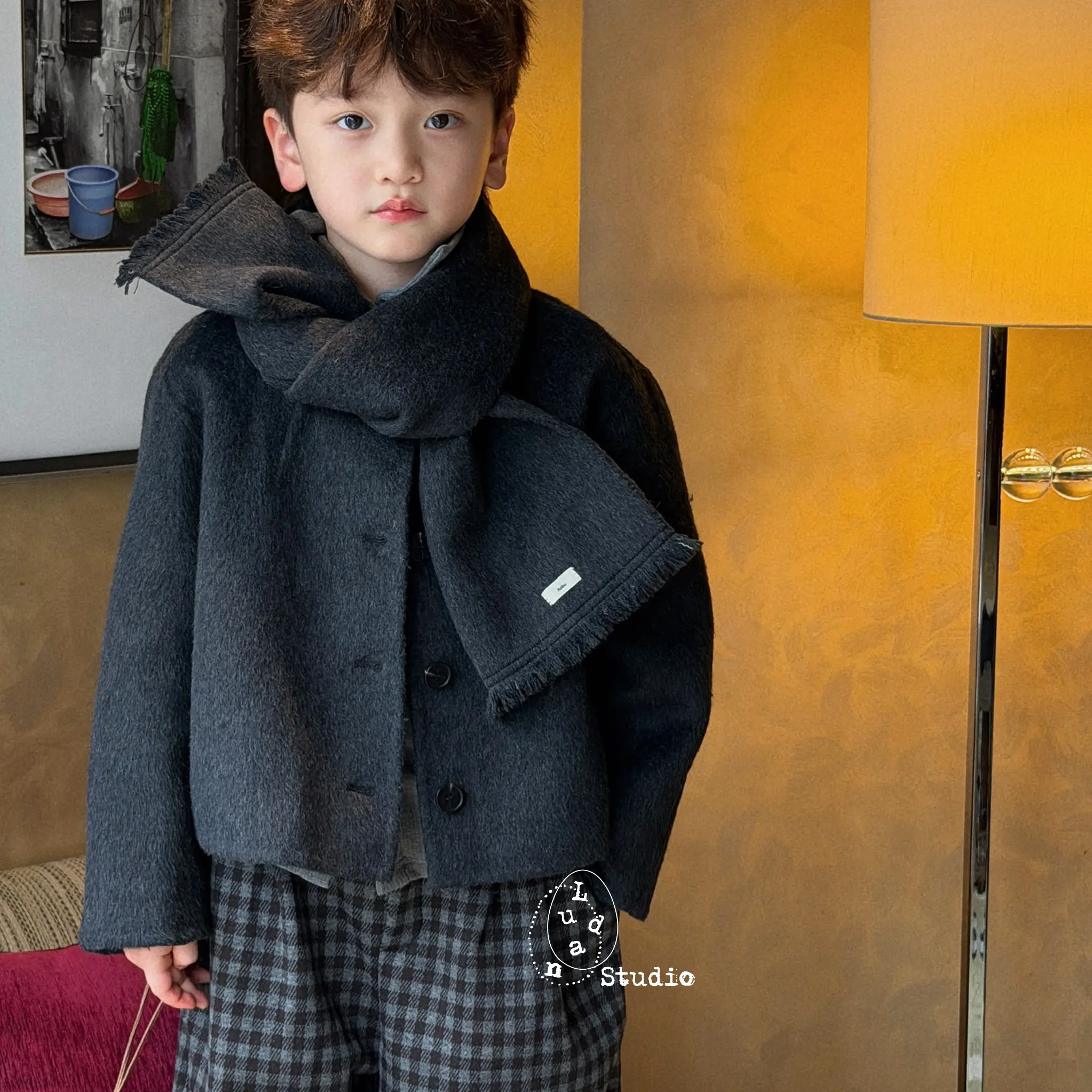 卤蛋童装·慵懒收藏家/秋冬韩版小众羊毛大衣短款黑色外套男女童,童装/婴儿装/亲子装,呢大衣,淘宝优惠券,粉丝福利购,淘宝优惠卷