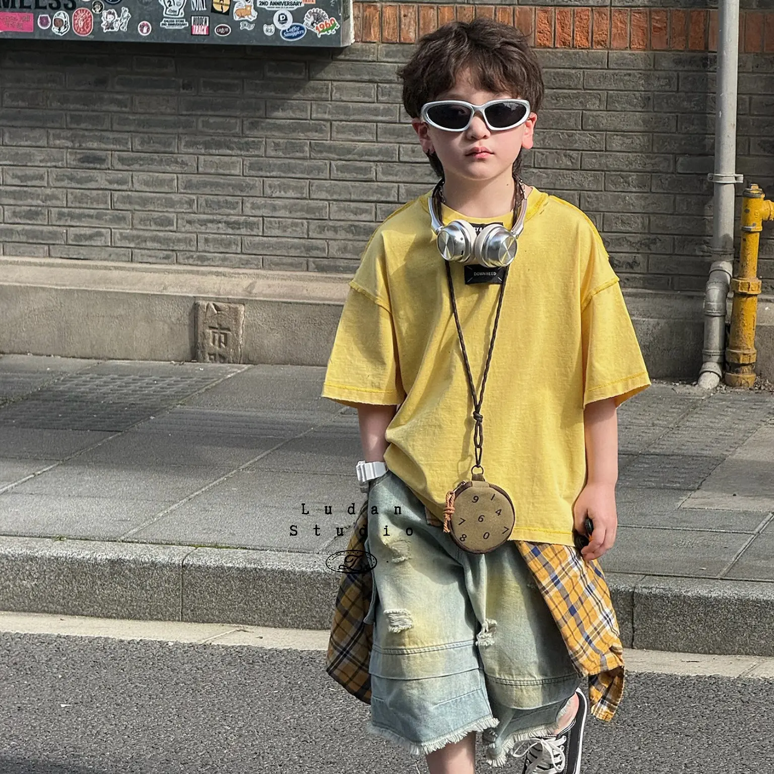 【夏上新】卤蛋童装.酷夏之约/夏季韩版透气贴标休闲短袖T恤男女