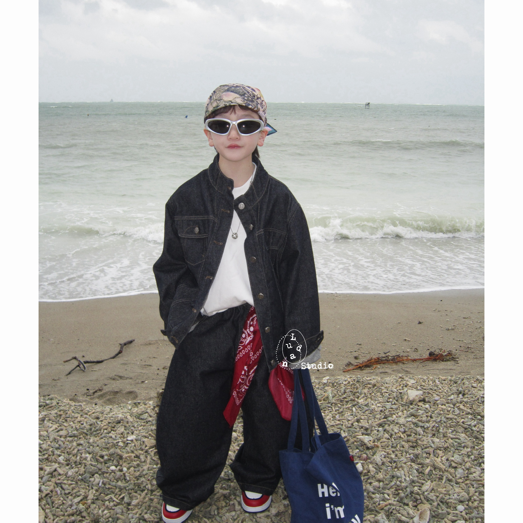 【春上新】卤蛋童装.打破极简/韩版春秋牛仔套装男女童圆领26317