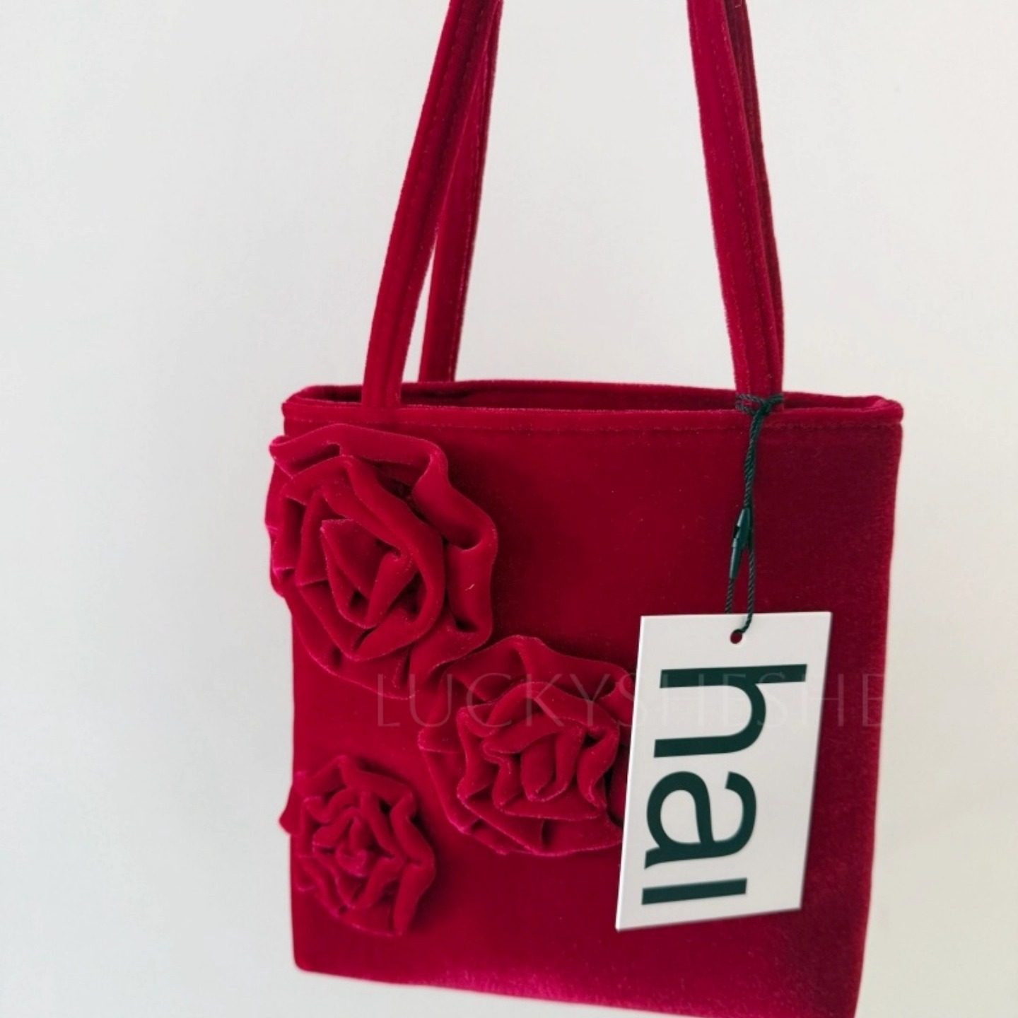 秋冬新款酒红色丝绒手提腋下小包